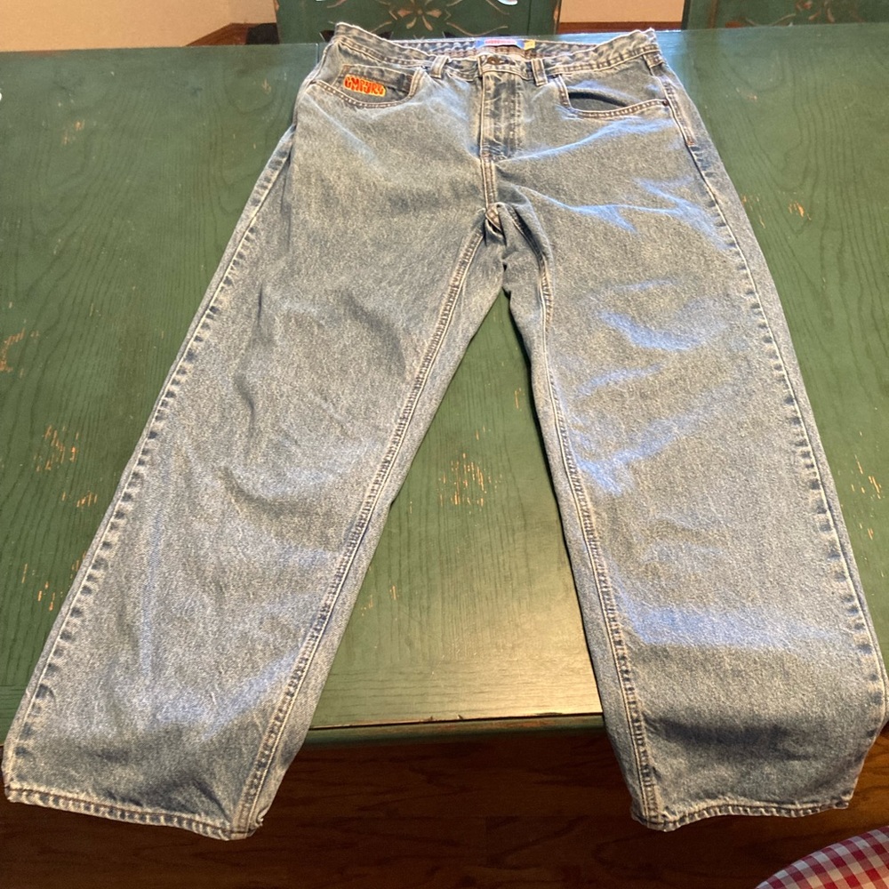 Mens Empyre Y2K Skater Loose Fit Jeans Light Wash Sz 34